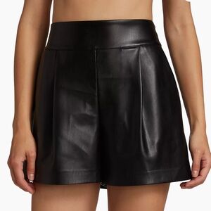 Susana Monaco Faux Leather Pleated Shorts